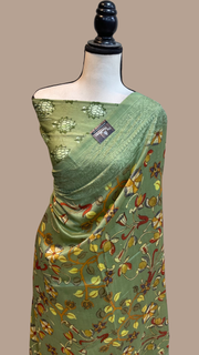 Pure Chanderi  Digital Print with Chikankari Handloom Banarasi Saree - The Handlooms