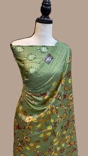 Pure Chanderi  Digital Print with Chikankari Handloom Banarasi Saree - The Handlooms