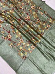 Pure Chanderi  Digital Print with Chikankari Handloom Banarasi Saree - The Handlooms