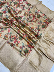 Pure Chanderi  Digital Print with Chikankari Handloom Banarasi Saree - The Handlooms