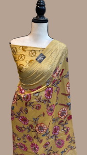 Pure Chanderi  Digital Print with Chikankari Handloom Banarasi Saree - The Handlooms