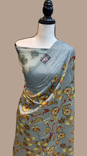 Pure Chanderi  Digital Print with Chikankari Handloom Banarasi Saree - The Handlooms