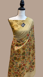 Pure Chanderi  Digital Print with Chikankari Handloom Banarasi Saree - The Handlooms