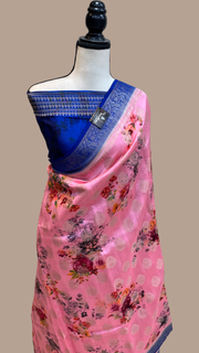 Pure Chiniya Silk Handloom Banarasi Saree Digital Print - The Handlooms