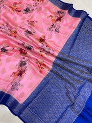 Pure Chiniya Silk Handloom Banarasi Saree Digital Print - The Handlooms