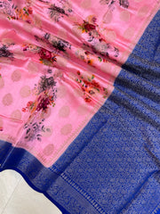 Pure Chiniya Silk Handloom Banarasi Saree Digital Print - The Handlooms