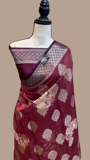 Pure Chiniya Silk Handloom Banarasi Saree Digital Print - The Handlooms