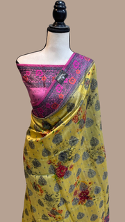 Pure Chiniya Silk Handloom Banarasi Saree Digital Print - The Handlooms