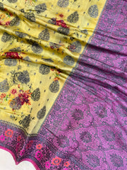 Pure Chiniya Silk Handloom Banarasi Saree Digital Print - The Handlooms