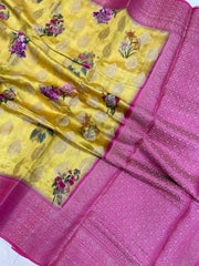 Pure Chiniya Silk Handloom Banarasi Saree Digital Print - The Handlooms