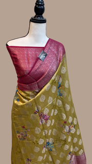 Pure Chiniya Silk Handloom Banarasi Saree Digital Print - The Handlooms