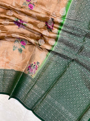 Pure Chiniya Silk Handloom Banarasi Saree Digital Print - The Handlooms