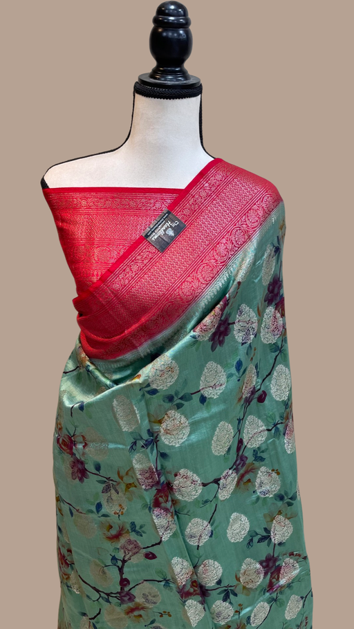 Pure Chiniya Silk Handloom Banarasi Saree Digital Print - The Handlooms