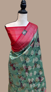 Pure Chiniya Silk Handloom Banarasi Saree Digital Print - The Handlooms