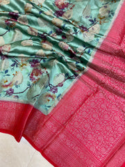 Pure Chiniya Silk Handloom Banarasi Saree Digital Print - The Handlooms