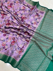 Pure Chiniya Silk Handloom Banarasi Saree Digital Print - The Handlooms