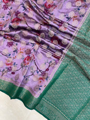 Pure Chiniya Silk Handloom Banarasi Saree Digital Print - The Handlooms