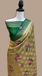 Pure Chiniya Silk Handloom Banarasi Saree Digital Print - The Handlooms