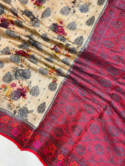 Pure Chiniya Silk Handloom Banarasi Saree Digital Print - The Handlooms