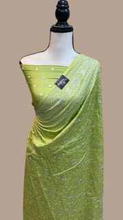 Pure Chiniya Silk Handloom Banarasi Saree With Chikankari - The Handlooms