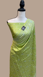 Pure Chiniya Silk Handloom Banarasi Saree With Chikankari - The Handlooms