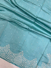 Pure Chiniya Silk Handloom Banarasi Saree With Chikankari - The Handlooms