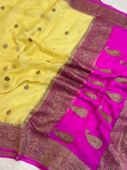 Pure Georgette Banarasi Saree - Antique Zari - The Handlooms