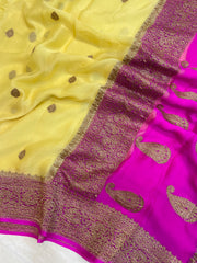 Pure Georgette Banarasi Saree - Antique Zari - The Handlooms