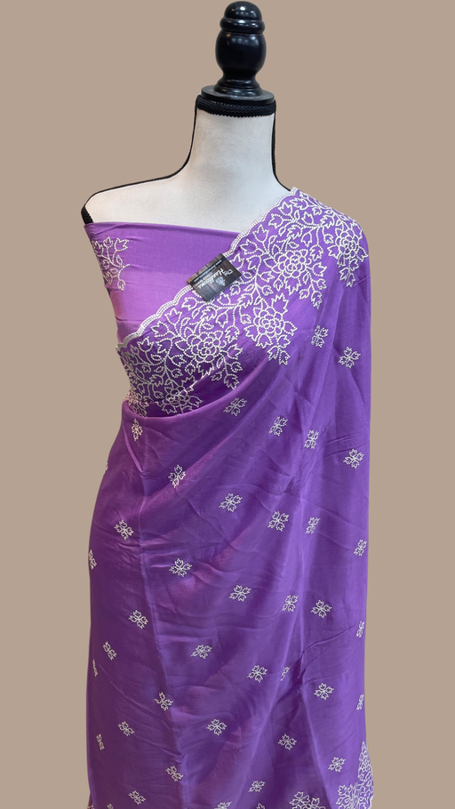 Pure Georgette Chikankari Handloom Banarasi Saree - The Handlooms