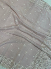 Pure Georgette Chikankari Handloom Banarasi Saree - The Handlooms