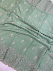 Pure Georgette Chikankari Handloom Banarasi Saree - The Handlooms
