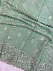 Pure Georgette Chikankari Handloom Banarasi Saree - The Handlooms