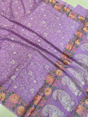 Pure Georgette Chikankari Handloom Banarasi Saree - The Handlooms