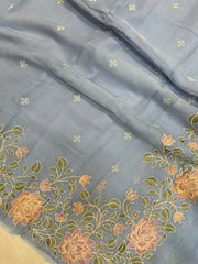 Pure Georgette Chikankari Handloom Banarasi Saree - The Handlooms