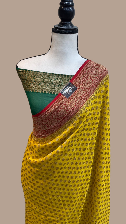 Pure Khaddi Georgette Banarasi Saree -  Antique zari - The Handlooms