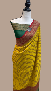 Pure Khaddi Georgette Banarasi Saree -  Antique zari - The Handlooms