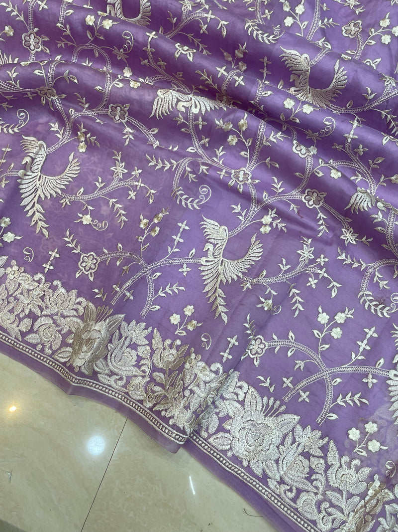 Pure Organza Chikankari Handloom Banarasi Saree - The Handlooms