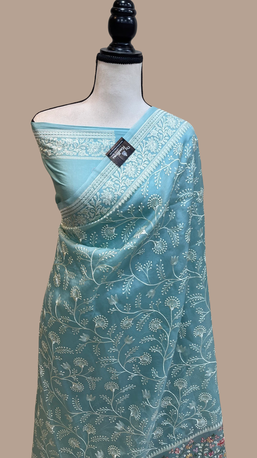 Pure Organza Chikankari Handloom Banarasi Saree - The Handlooms