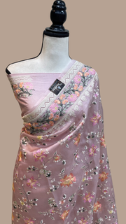 Pure Organza Chikankari Handloom Banarasi Saree - The Handlooms