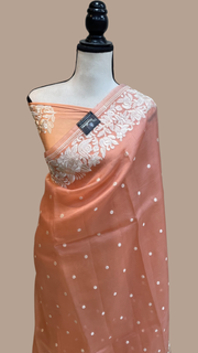 Pure Organza Chikankari Handloom Banarasi Saree - The Handlooms