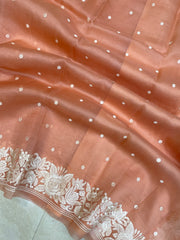 Pure Organza Chikankari Handloom Banarasi Saree - The Handlooms