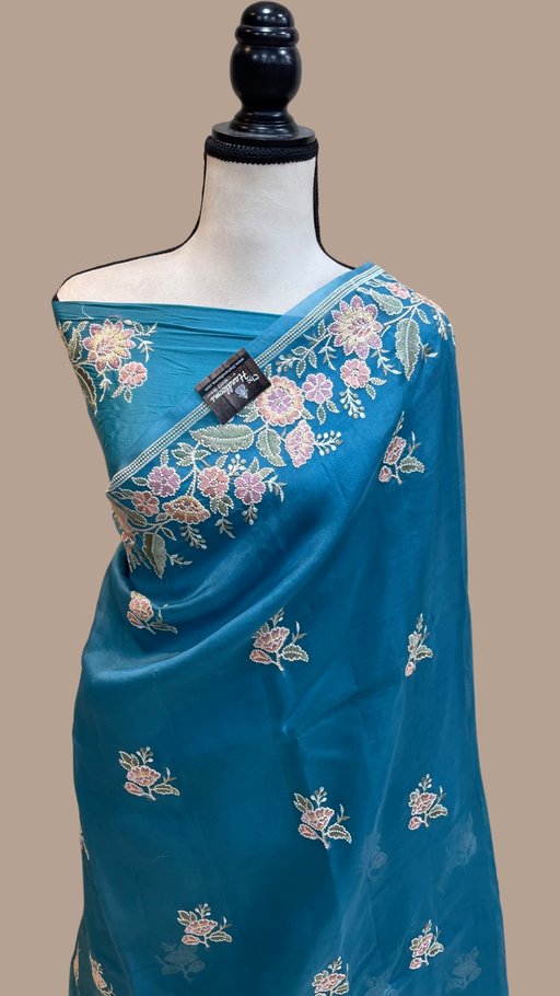 Pure Organza Chikankari Handloom Banarasi Saree - The Handlooms