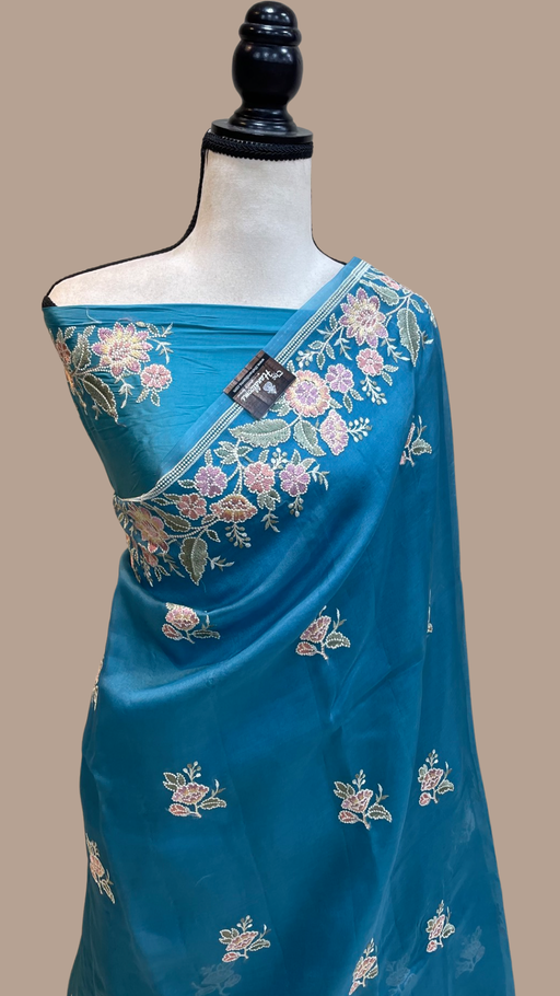 Pure Organza Chikankari Handloom Banarasi Saree - The Handlooms