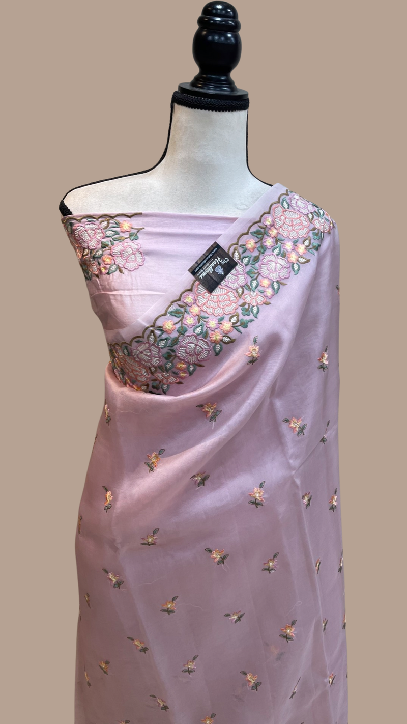 Pure Organza Chikankari Handloom Banarasi Saree - The Handlooms