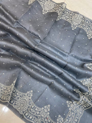Pure Organza Chikankari Handloom Banarasi Saree - The Handlooms