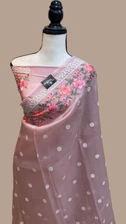 Pure Organza Chikankari Handloom Banarasi Saree - The Handlooms
