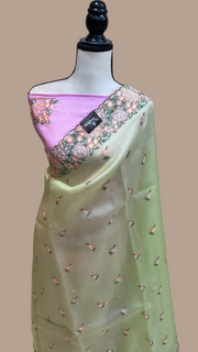 Pure Organza Chikankari Handloom Banarasi Saree - The Handlooms