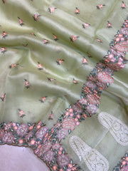Pure Organza Chikankari Handloom Banarasi Saree - The Handlooms