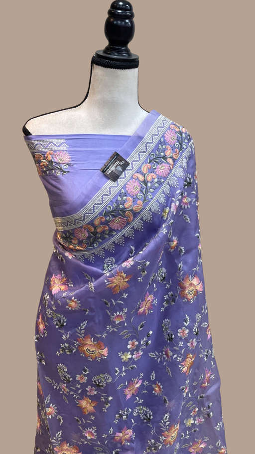 Pure Organza Chikankari Handloom Banarasi Saree - The Handlooms