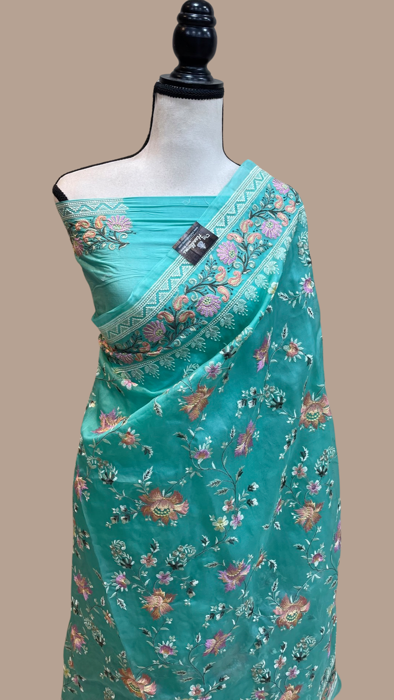 Pure Organza Chikankari Handloom Banarasi Saree - The Handlooms
